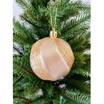 Новорічна куля в блискітках "Хвилька" Ø80мм золота, ціна за набір 4шт